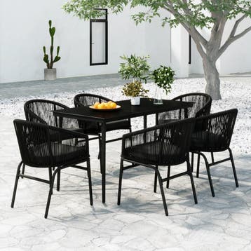 vidaXL 7-delige Tuinset zwart, Verzenden, Tuinset