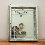 Vitrine - wandrek met drie planken - Hout, Glas - spiegel,