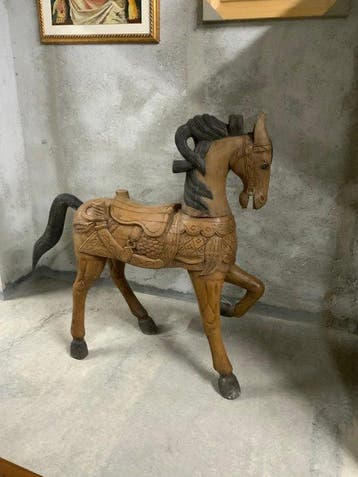 Beeld, Cavallo in legno - 0 cm - Hout