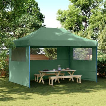 vidaXL Partytent inklapbaar pop-up met 3 zijwanden groen, Verzenden, Nieuw
