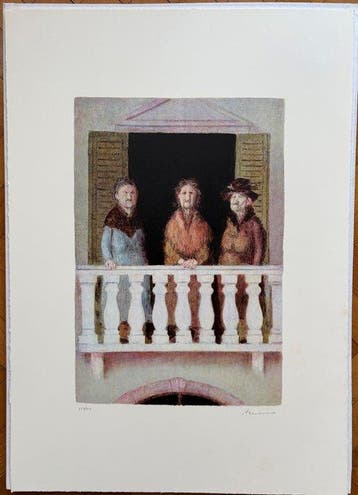 Antonio Bueno (1918-1984) - Vecchie sorelle al balcone