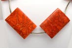 Corail - Corail rouge fin - perles rectangulaires larges -, Collections
