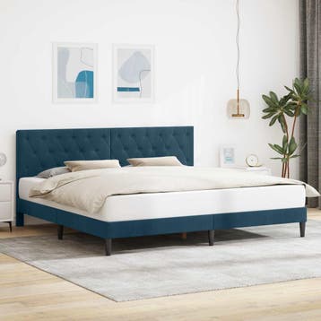 vidaXL Bedframe met hoofdeinde Blauw 200 x 200 cm Fluweel, Verzenden