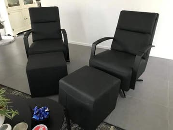Set van 2 leren draaifauteuils met stervoet - met hockers -, Ophalen of Verzenden