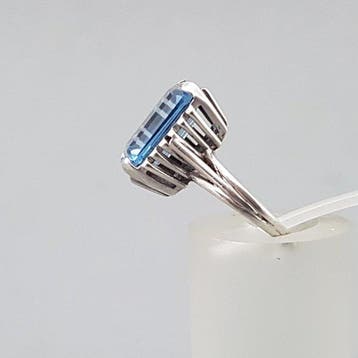 Zilver, Art Deco, Blauwe Spinel(Getest) - Ring - Statement