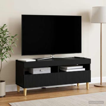 vidaXL LED tv-meubel Zwart Bewerkt hout, Verzenden, Nieuw