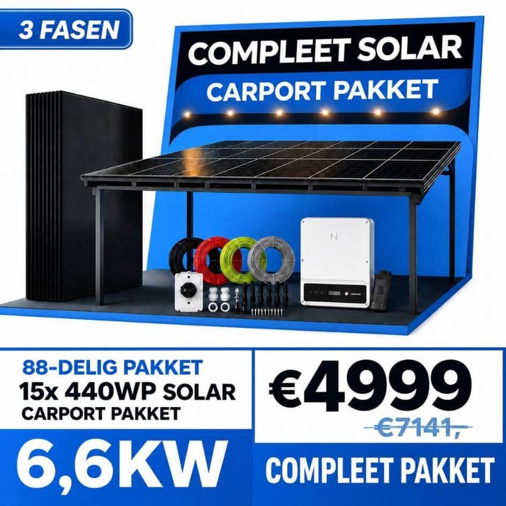 Solar Carport Pakket - 6.6 kW - 15x 440, Bricolage & Construction, Panneaux solaires & Accessoires, Enlèvement ou Envoi