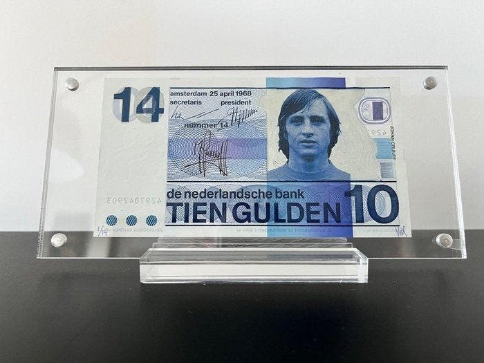 VEX - Tien Gulden: Johan Cruijff nummer 14, Antiek en Kunst, Kunst | Schilderijen | Modern