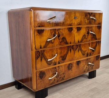 Comò Art Déco Emiliano 1934 - Commode - Burl de noyer blond