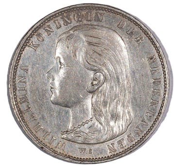 Nederland. Wilhelmina. 1 Gulden 1892 – Long Hair Type –, Postzegels en Munten, Munten | Nederland