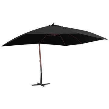 vidaXL Zweefparasol met houten paal 400x300 cm zwart, Verzenden, Nieuw