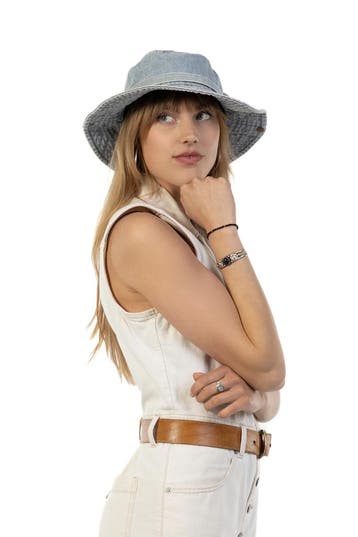 KIMU® Vissershoed Jeans Lichtblauw Lichtblauwe Denim Cowboyh, Kleding | Dames, Ophalen of Verzenden, Nieuw
