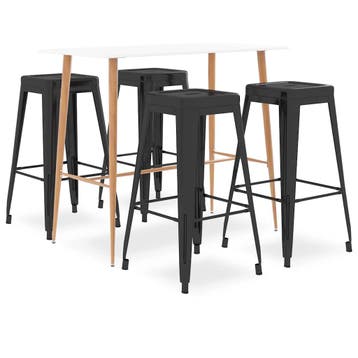 vidaXL 5-delige Barset wit en zwart, Verzenden