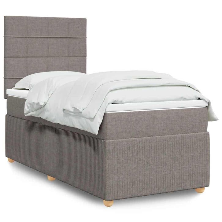 vidaXL Boxspring met matras stof taupe 80x200 cm, Maison & Meubles, Chambre à coucher | Lits, Envoi