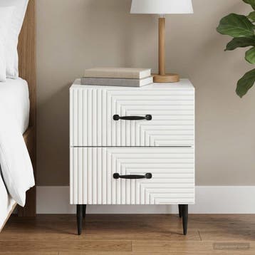 vidaXL Nachtkastje Hoogglans Wit 43 x 34,5 x 47,5 cm Bewerkt, Huis en Inrichting, Slaapkamer | Nachtkastjes, Verzenden, Nieuw