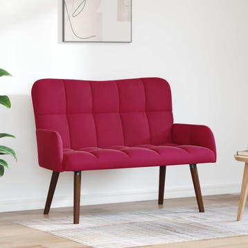 vidaXL 2-Zits Sofa Wijnrood 115 x 61 x 87 cm Fluweel, Verzenden, Nieuw