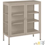 tectake metalen vitrinekast - taupe, Verzenden, Nieuw