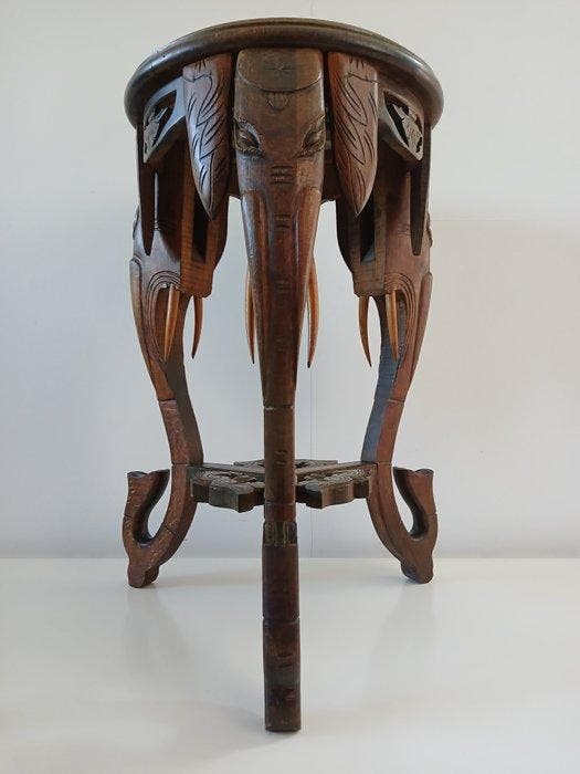Table des plantes - Bois, Marbre - Inde - XXe siècle, Antiquités & Art, Art | Art non-occidental