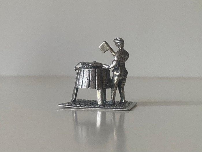 Figurine - Zilveren Miniatuur Uitbener Slager - Argent 835, Antiek en Kunst, Antiek | Zilver en Goud