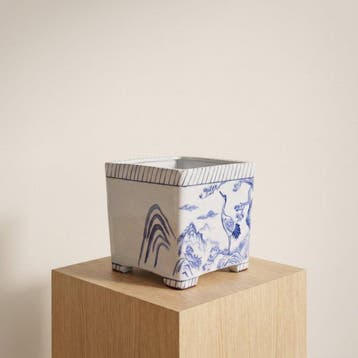 Kuroiwa Haruki – Pot en céramique pour bonsaï peint à la