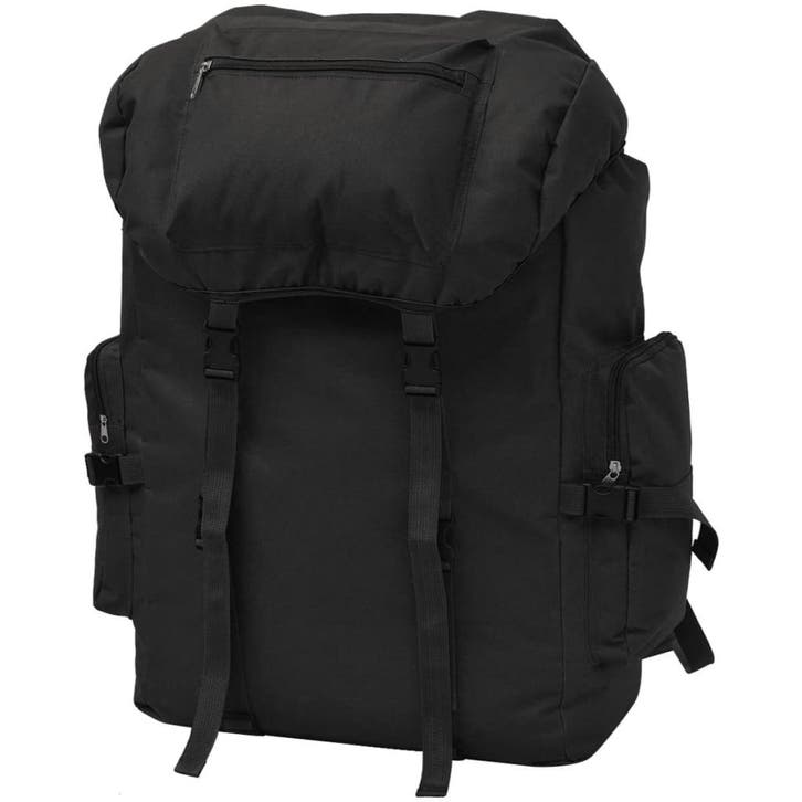 vidaXL Rugzak legerstijl 65 L zwart, Handtassen en Accessoires, Tassen | Rugtassen, Nieuw, Verzenden