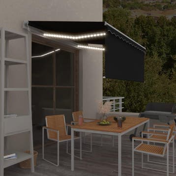 vidaXL Luifel automatisch met gordijn LED windsensor 3x2,5 m, Verzenden, Nieuw