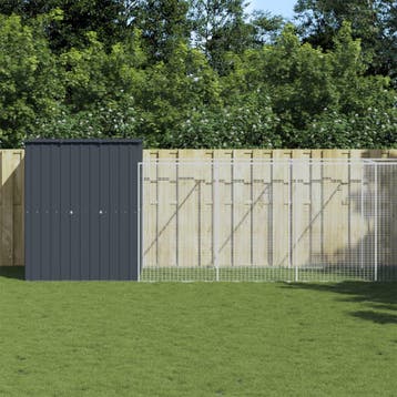 vidaXL Hondenhok met ren 165x863x181 cm gegalvaniseerd staal, Verzenden