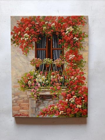 Gabriele Fabris (1958) - Balcone fiorito (paesaggio