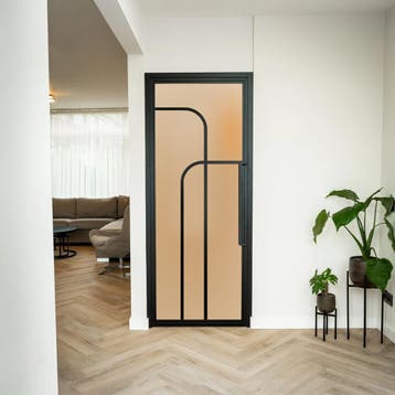 Stalen Binnendeur - 4 Vlaks rond - Matglas, Minder dan 80 cm, Binnendeur, Nieuw, Metaal