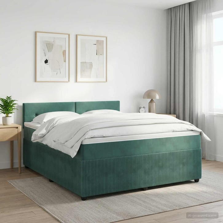 vidaXL Boxspringbed met matras Donkergroen 180 x 200 cm, Maison & Meubles, Chambre à coucher | Lits, Envoi