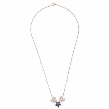 Halsketting - 18 karaat Witgoud - 1.54ct. tw. Saffier -, Nieuw