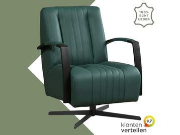 Leren draaifauteuil Galaxy - Toledo Forrest (groen) -, Huis en Inrichting, Fauteuils, Nieuw, Ophalen of Verzenden, 50 tot 75 cm