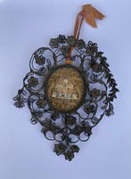 Antiek Reliekhouder - Metaal, Glas, Textiel - 1800-1850 -, Antiek en Kunst