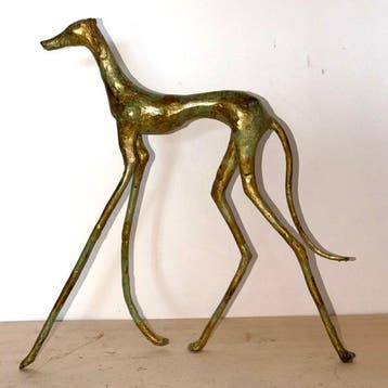 Abdoulaye Derme - Sculpture, Lévrier stylisé en bronze - 35