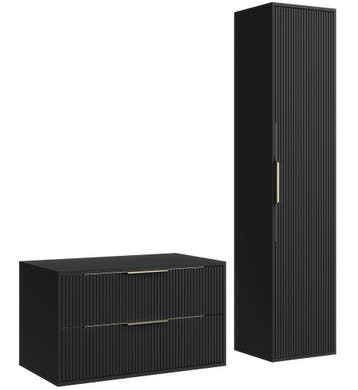 Wastafelkast Rimini 80 cm - Zwart -  Badmeubel met Kolomkast, Verzenden, Nieuw
