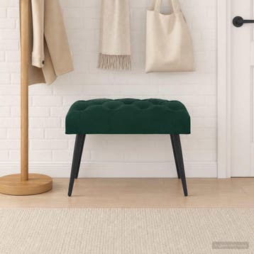 vidaXL Bank met knopen tufting Donkergroen 60 x 40 x 45 cm, Verzenden, Nieuw