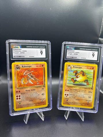 Pokémon - 2 Graded card Kabutops Fossil & Primeape Jungle -, Hobby en Vrije tijd, Nieuw