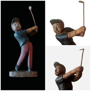 sculptuur, Golfista - 1940 Ca - 67 cm - Hout, Antiek en Kunst