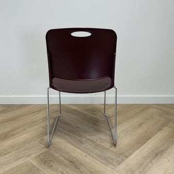 KI Maestro stapelstoel / kantinestoel, kunststof bordeaux -, Gebruikt, Eén