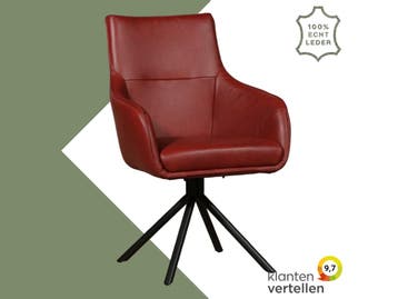 Leren draaibare eetkamerstoel Fancy - Granada Rouge (rood), Nieuw, Leer, Ophalen of Verzenden, 90 cm of meer