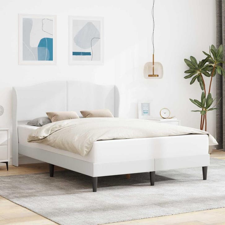 vidaXL Bedframe met hoofdeinde Wit 120 x 200 cm Kunstleer, Huis en Inrichting, Slaapkamer | Bedden, Nieuw, Verzenden
