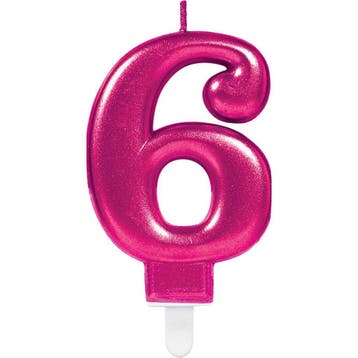 Kaars 6 Jaar Roze 8cm, Hobby en Vrije tijd, Feestartikelen, Verzenden, Nieuw