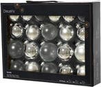 Kerstballen glas assortiment zilver kleuren 7 cm doos 21