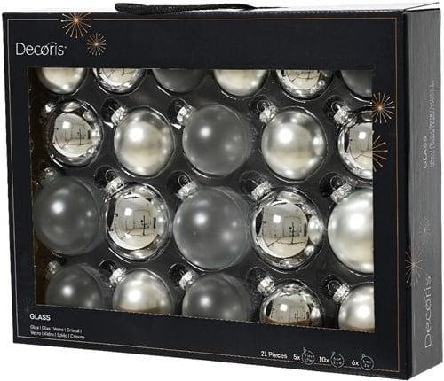 Kerstballen glas assortiment zilver kleuren 7 cm doos 21, Hobby & Loisirs créatifs, Bricolage