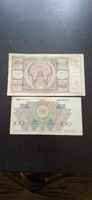 Nederland. - 2 x 100 Gulden - 1942/1947 (Zonder, Postzegels en Munten, Bankbiljetten | Europa | Niet-Eurobiljetten