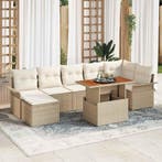 vidaXL Tuinbank Set met kussen 8 pcs Beige en Crème poly, Verzenden