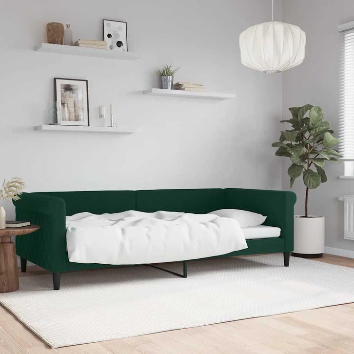 Slaapbank 90x200 fluweel groen | Retour Deal | 35% Korting!, Maison & Meubles, Chambre à coucher | Canapés-lits, Envoi