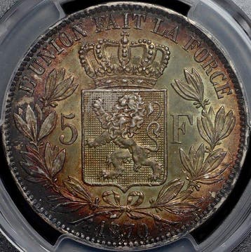 Belgique. Léopold II. 5 Francs 1870 - MS 62 - TOP QUALITY