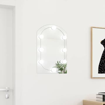 vidaXL Spiegel met LED-verlichting boog 60x40 cm glas, Verzenden