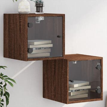 vidaXL Nachtkastjes met glazen deuren 2 st 35x37x35 cm, Verzenden